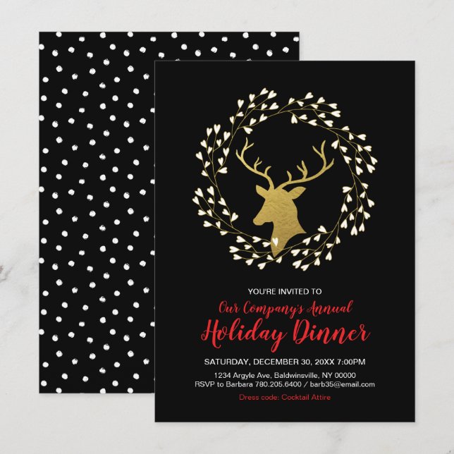 Fête de Noël moderne, Cartes d'invitation pour la  (Devant / Derrière)