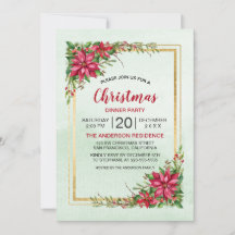 Fête de Noël Rouge Poinsettia Floral Gold Frame