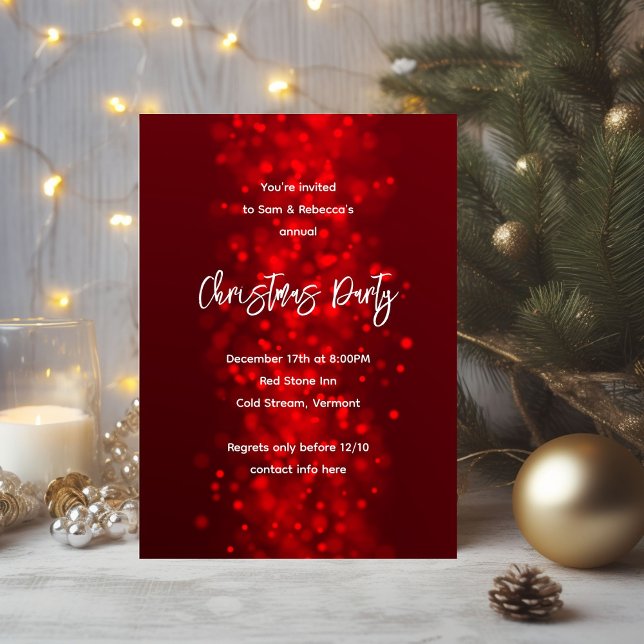 Fête de Noël Sparkling Red Invitations (Créateur téléchargé)