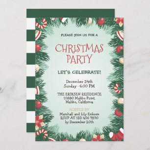 Fête de Noël verte et élégante  Invitation