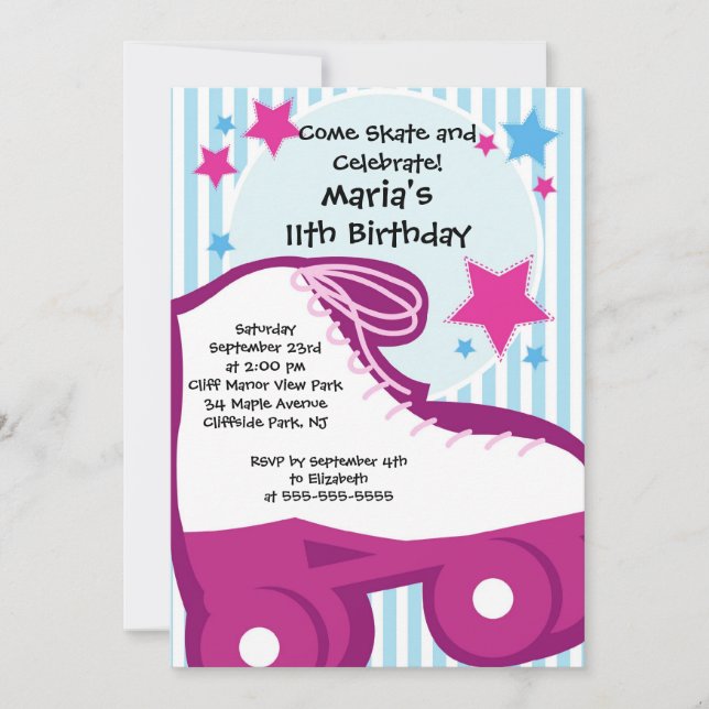Fête de patinage de patinage Invitations d'anniver (Devant)