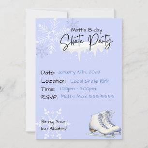 Fête de patinage sur glace Anniversaire Invitation