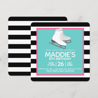 Fête de patinage sur glace Invitations d'anniversa