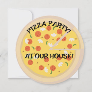 FÊTE DE PIZZA ! CARTES D'INVITATION RONDES PERSONN
