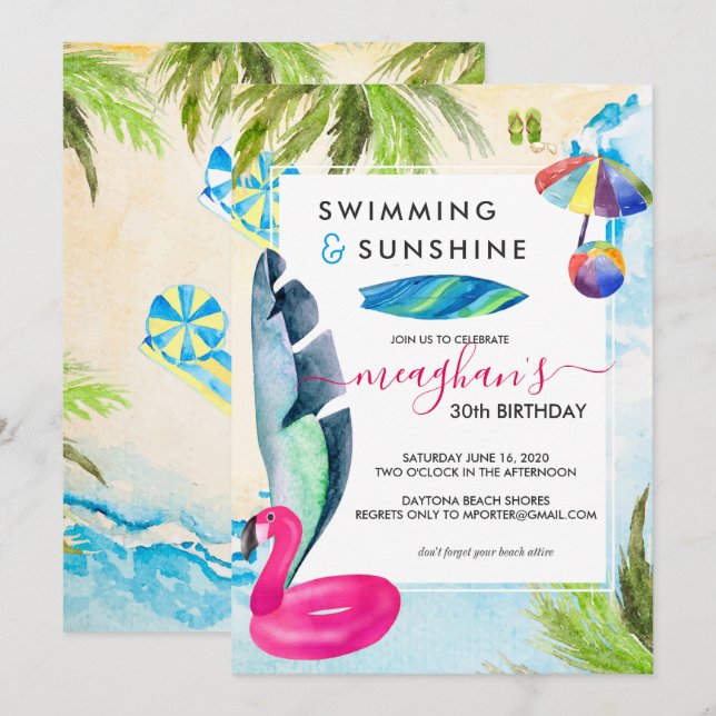 Fête de plage | Invitation à une soirée d'été (Devant / Derrière)