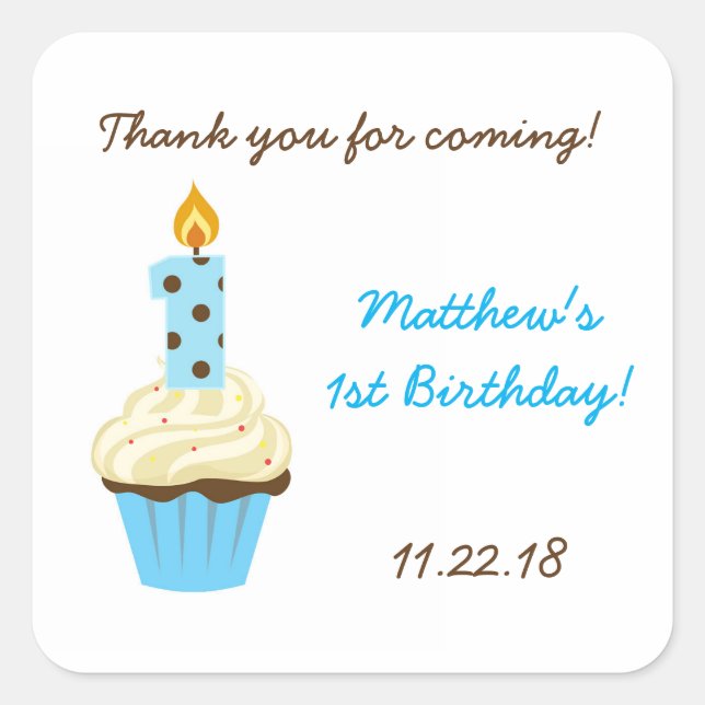 Fête de premier anniversaire : sticker / cupcake b (Devant)