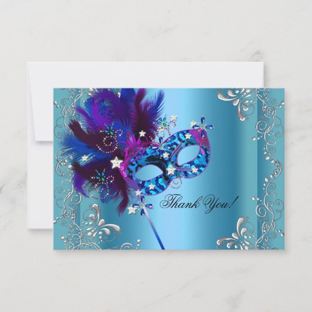 Fête de Quinceanera Masquerade Bleu Merci (Devant)