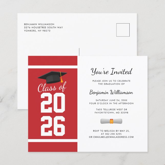 Fête de Remise des Diplômes 2026 Invitation Modern (Devant / Derrière)