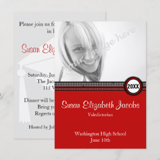 Fête de remise des diplômes - invitation de rouge