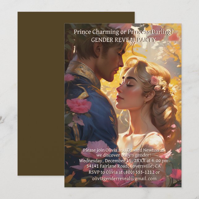 Fête de révélation de genre Invitations Prince ou  (Devant / Derrière)