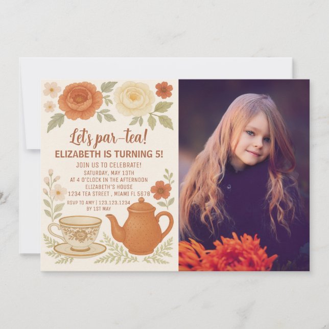 Fête de thé Fairytale Invitation d'anniversaire (Devant)