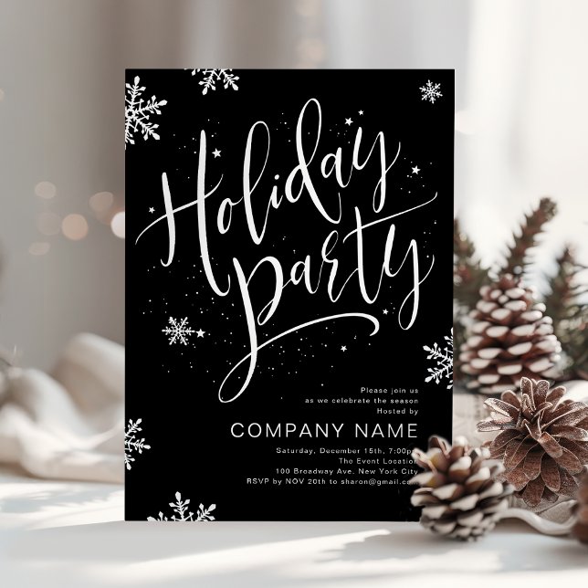 Fête de vacances calligraphiée à la main en argent (Black Silver handwritten calligraphy holiday Party)