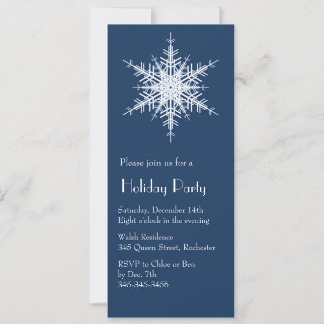 Fête de vacances Snowy Navy Snowflake Invitation (Devant)