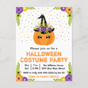 Fête déguisée citrouille d'Halloween Carte postale