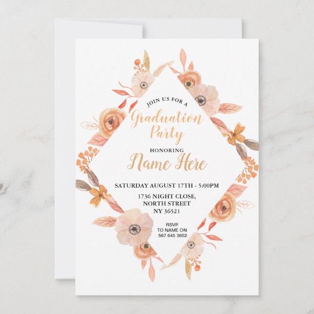 Fête des diplômés Joli Invitation Automne Automne  (Devant)