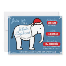Fête des éléphants blancs Noël (bleu) Invitation