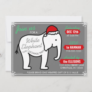 Fête des éléphants blancs Noël (Gris) Invitation