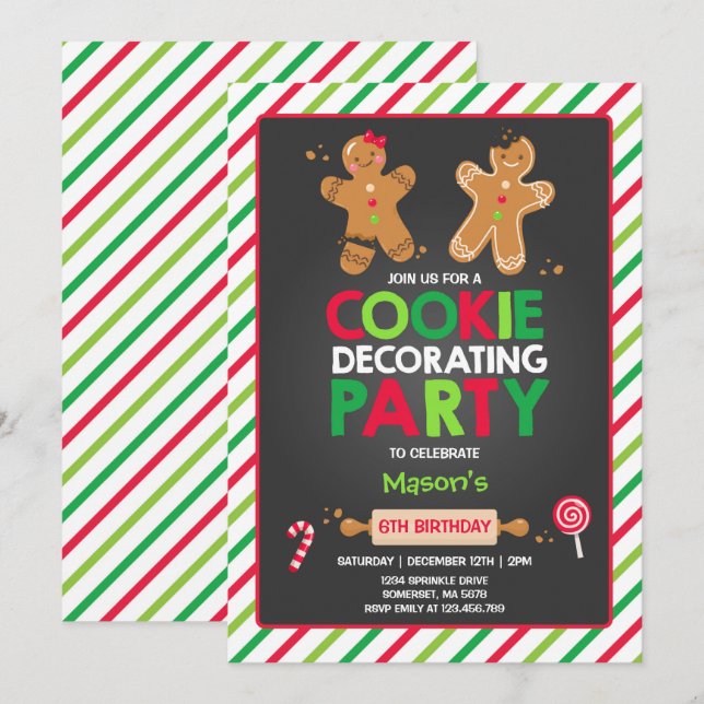 Fête des fêtes de cookie décorative Invitation (Devant / Derrière)