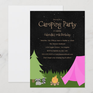 Fête des filles de camping  Invitation à la fête d