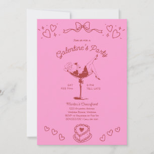 Fête des Galentines Soirée Filles Invitation Rose