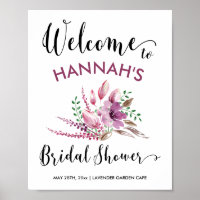Fête des mariées Affiche de bienvenue Lavendar & L