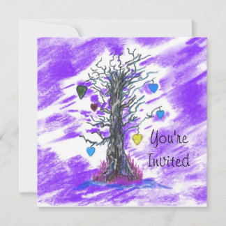 Fête des mariées Arbre d'amour violet Invitation