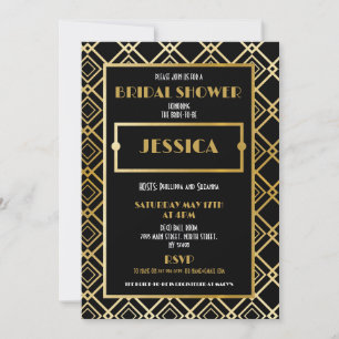 Fête des mariées Art déco Invitation de la Gold Pa