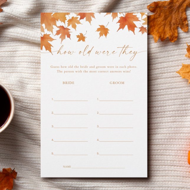 Fête des mariées Automne Devinez Le Jeu De L'Âge (Créateur téléchargé)