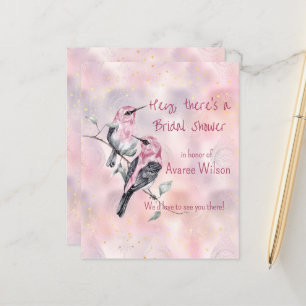 Fête des mariées aux oiseaux noirs roses