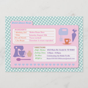 Fête des mariées Baking Recette Carte Invitation d
