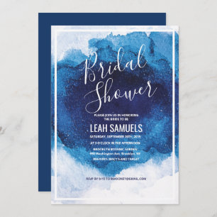 Fête des mariées Blue Watercolor Invitation