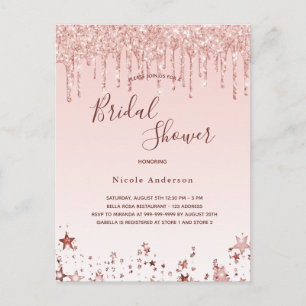 Fête des mariées blush rose étoiles invitation