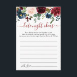 Fête des mariées Bourgogne Date Nuit Idée Carte Co<br><div class="desc">Burgundy Navy Blue Blush Floral Fête des mariées Date Nuit Idée Carte Conseil.</div>