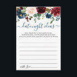 Fête des mariées Bourgogne Date Nuit Idée Carte Co<br><div class="desc">Burgundy Navy Blue Blush Floral Fête des mariées Date Nuit Idée Carte Conseil.</div>