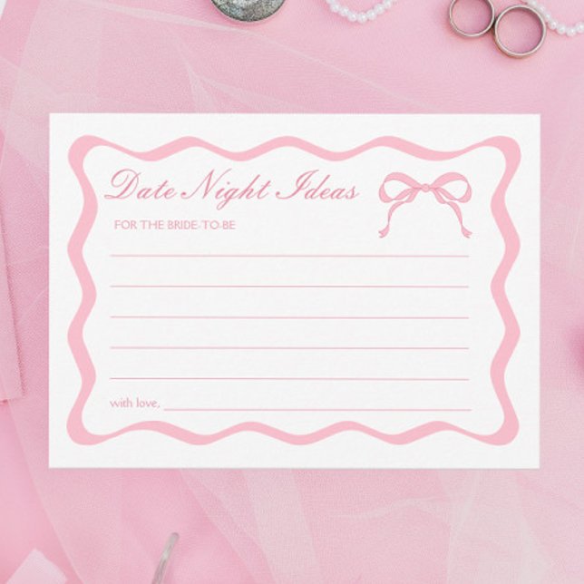Fête des mariées Bow rose Date Nuit Idées Carte (Créateur téléchargé)
