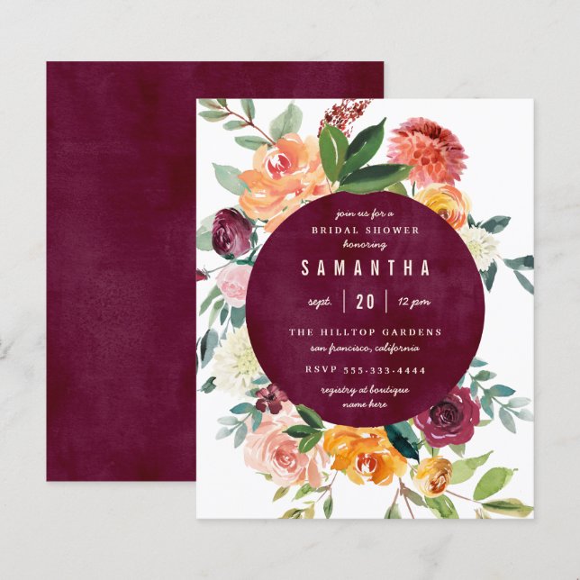 Fête des mariées Budget Blush & Burgundy Peonies (Devant / Derrière)