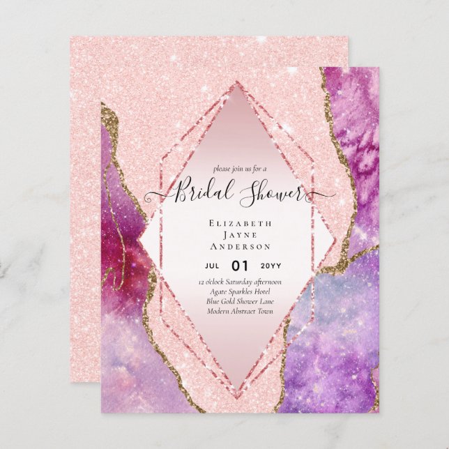 FÊTE DES MARIÉES BUDGET Glittery AGATE Sparkle Inv (Devant / Derrière)