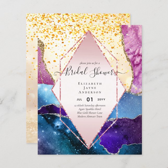 FÊTE DES MARIÉES BUDGET Glittery AGATE Sparkle Inv (Devant / Derrière)