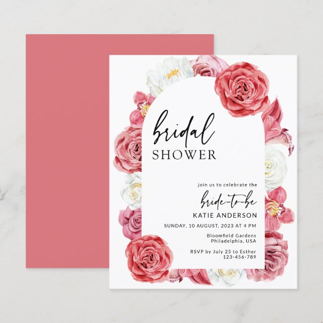 Fête des mariées Budget Rose Floral Arc (Devant / Derrière)