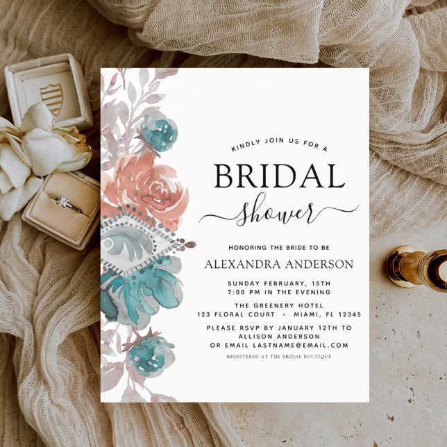 Fête des mariées budgétaire Invitation rose Turquo (Créateur téléchargé)