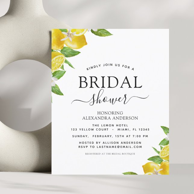 Fête des mariées budgétaire Invitations Citron Cit (Créateur téléchargé)