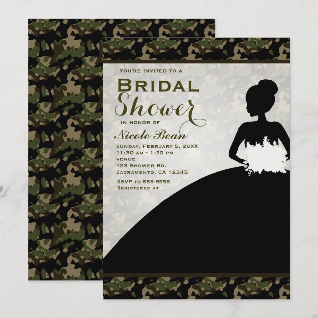 Fête des mariées Camoflague Mariée Invitations mod (Devant / Derrière)