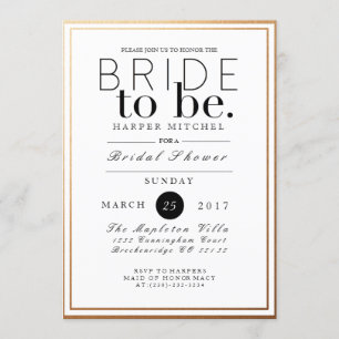 Fête des mariées chic et formelle Invitation Gol