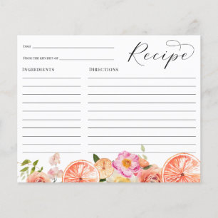 Fête des mariées Citrus rose Fleurs Carte Recette