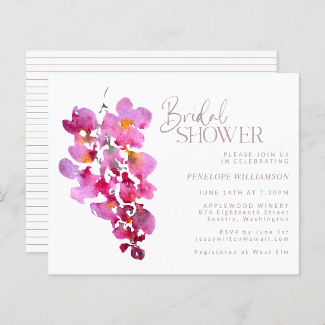 Fête des mariées d'aquarelle budgétaire Purple Wis (Devant / Derrière)
