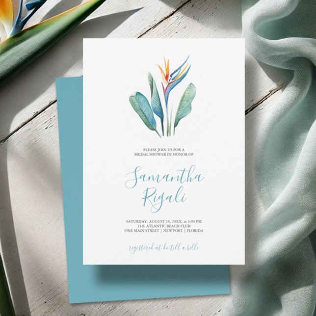 Fête des mariées d'aquarelle tropicale (Bridal shower invitations simple watercolor tropical flower by Victoria Grigaliunas Do Tell A Belle)