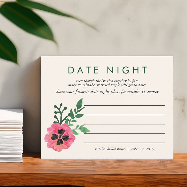Fête des mariées Date Nuit Idées Carte | Floral ro (Créateur téléchargé)