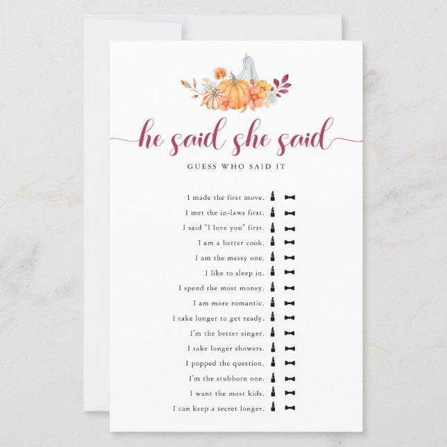 Fête des mariées D'Automne Citrouille Il A Dit Qu' (Devant)