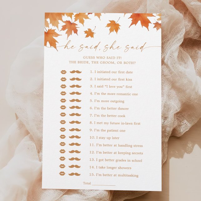 Fête des mariées D'Automne Il A Dit Qu'Elle A Dit  (Créateur téléchargé)