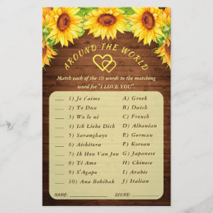 Fête des mariées de fleurs de tournesol de bois Je